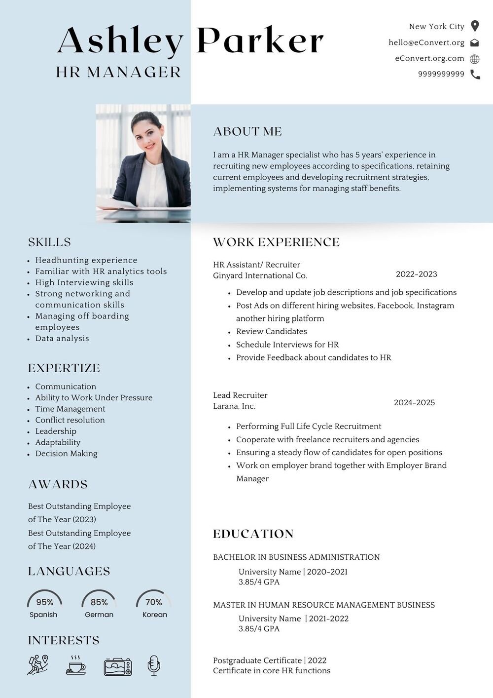 HR Manager Resume