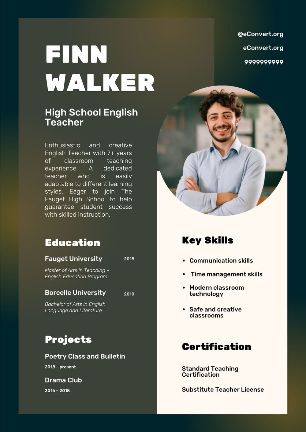 High School English Teacher Resume