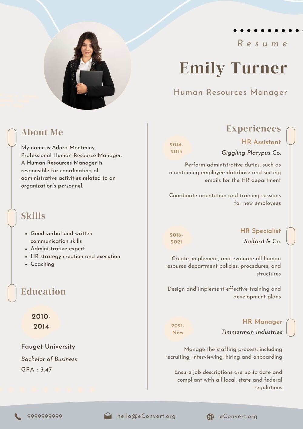 Human Resources Manager Resume