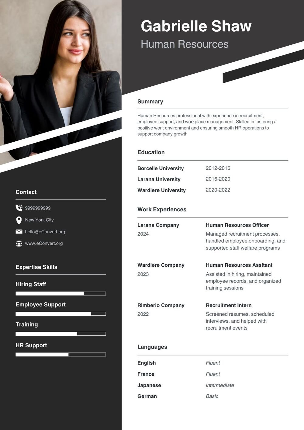 Human Resources Resume