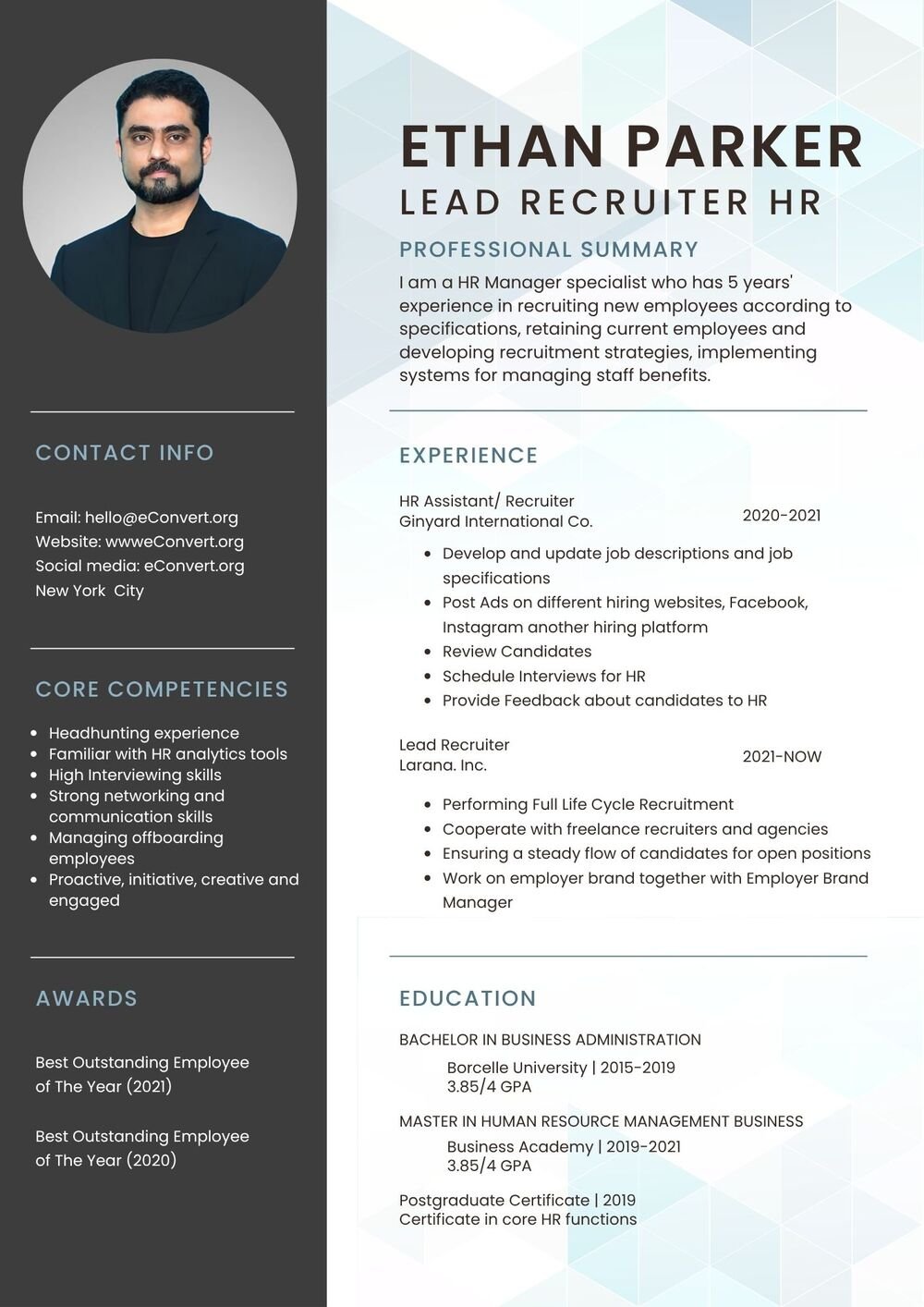 Lead Recruiter HR Resume