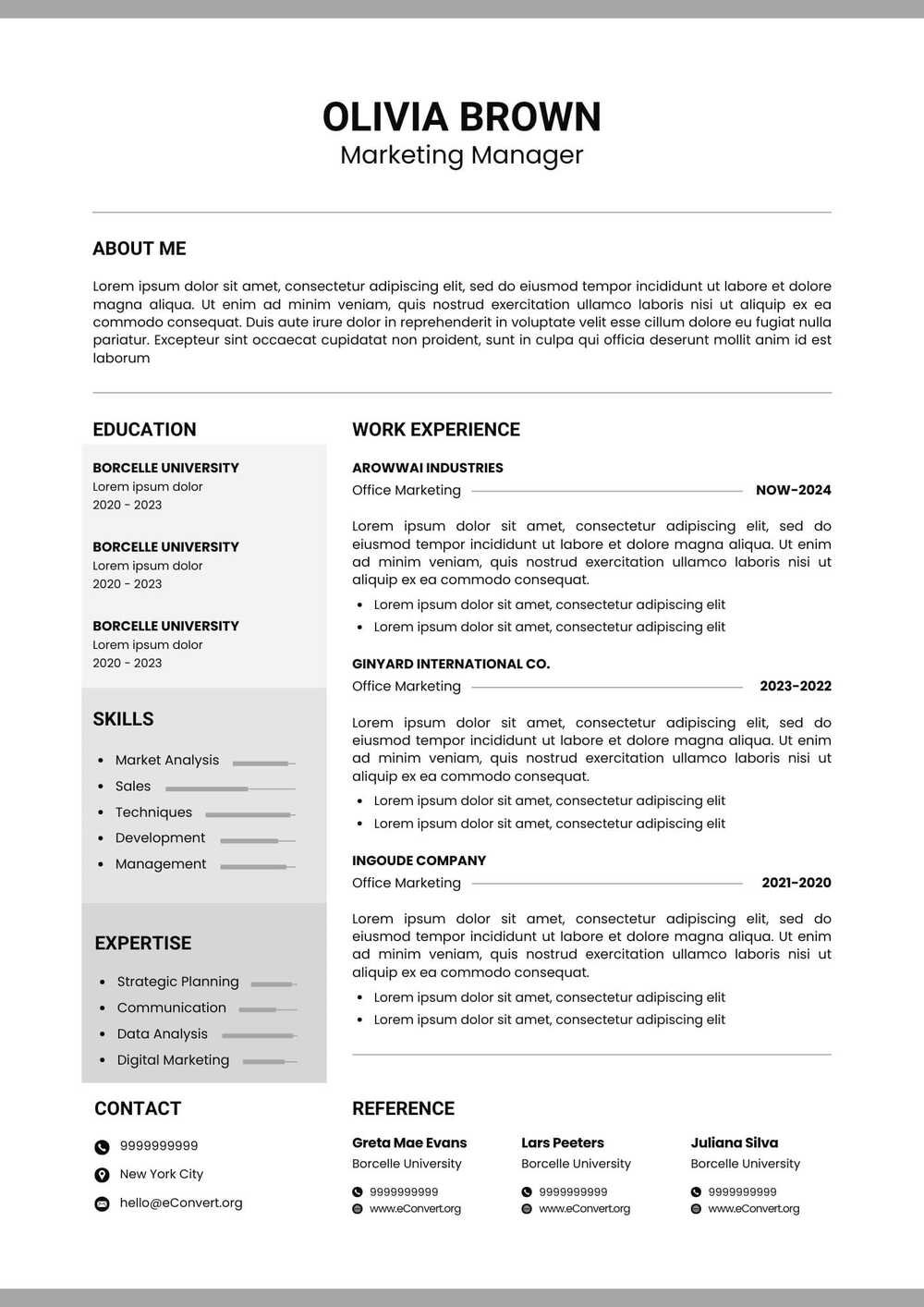 Marketing Manager Resume