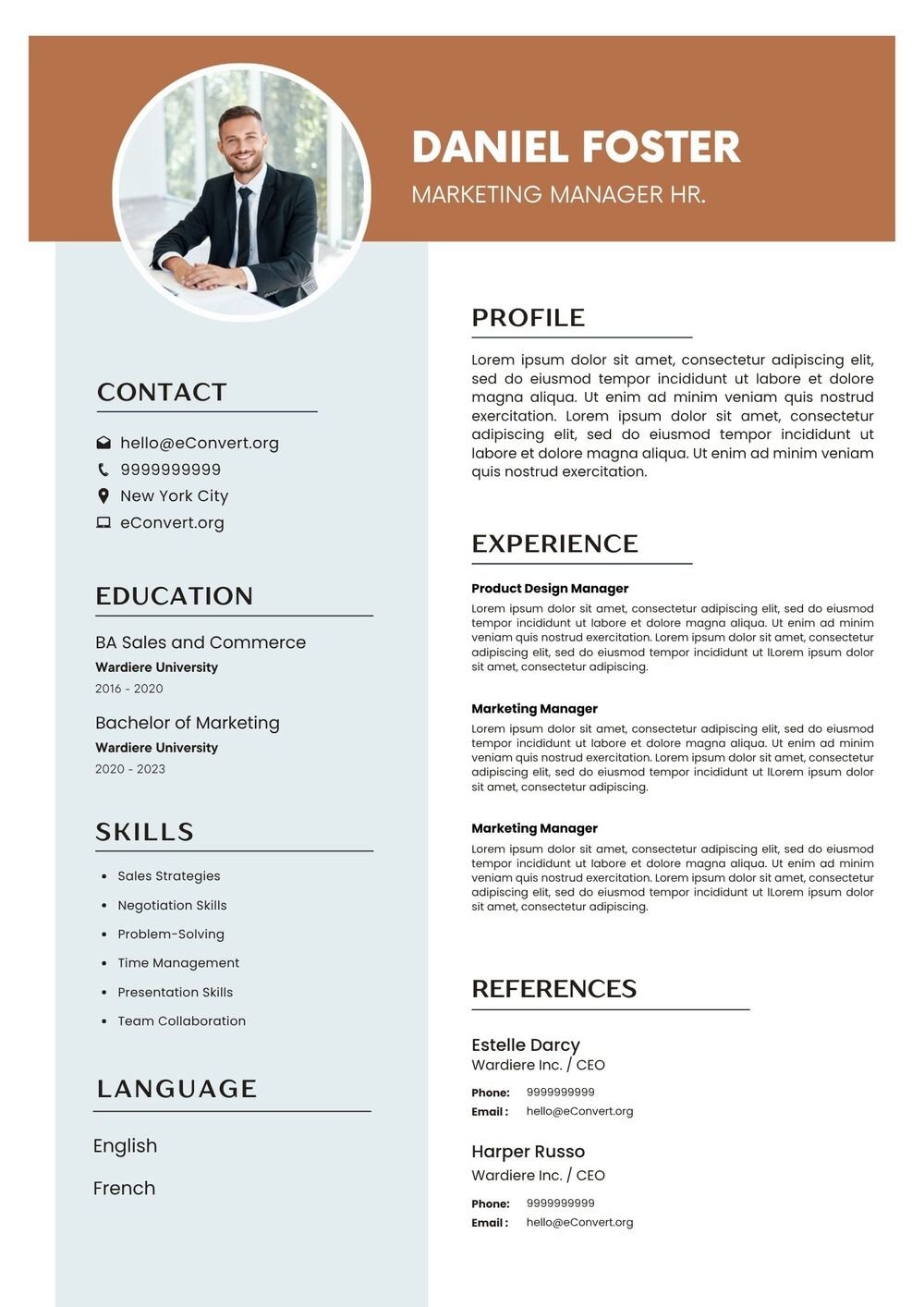 Marketing Manager hr. Resume