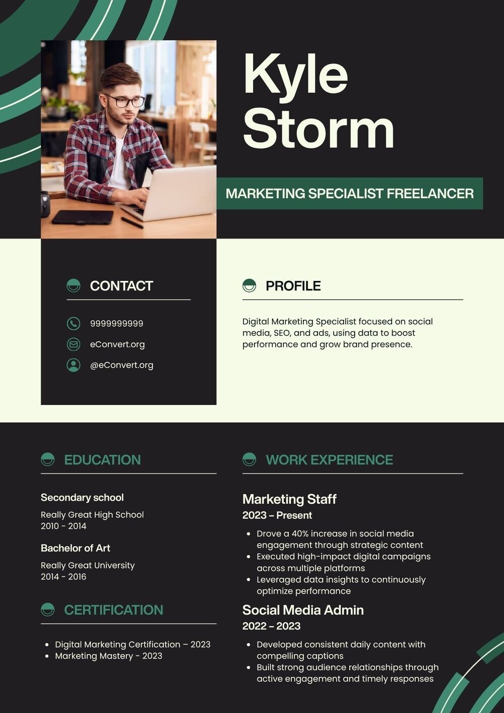 Marketing Specialist Freelancer Resume