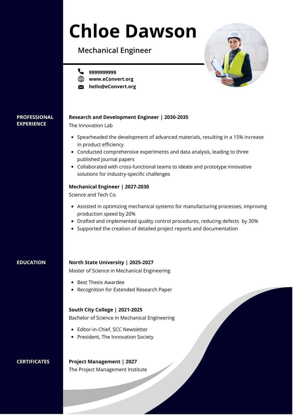 Mechanical Engineer Resume