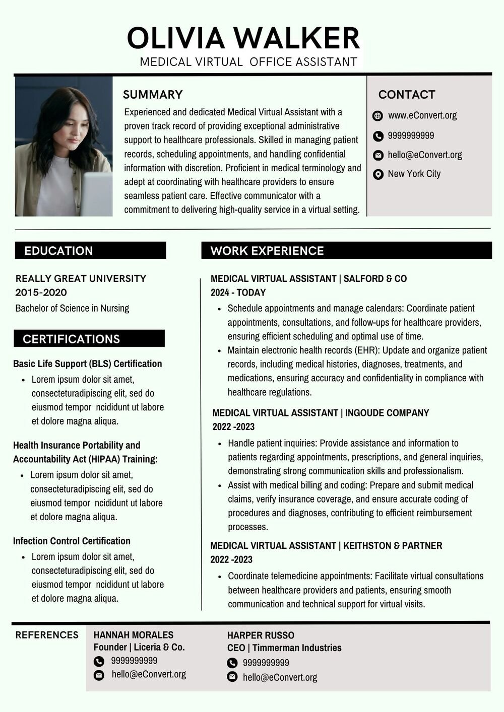 Medical Virtual Office Assistant Resume