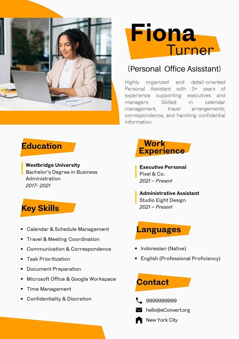 Personal Office Assistant Resume