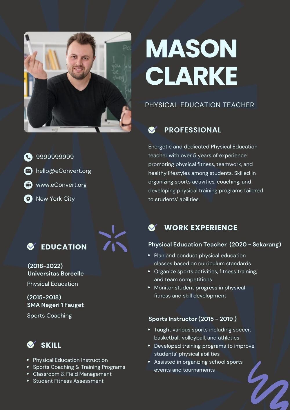 Physical Education teacher Resume