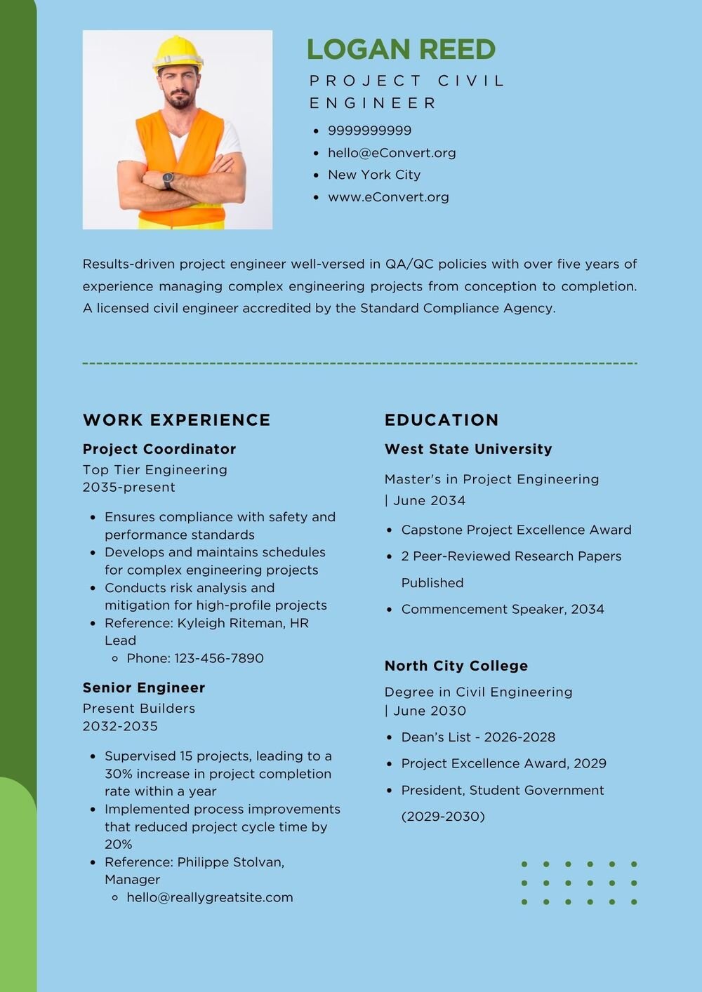 Project Civil Engineer Resume