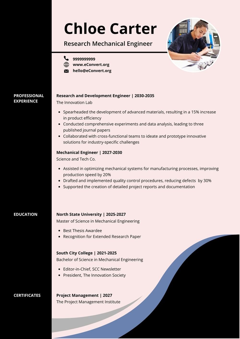 Research Mechanical Engineer Resume