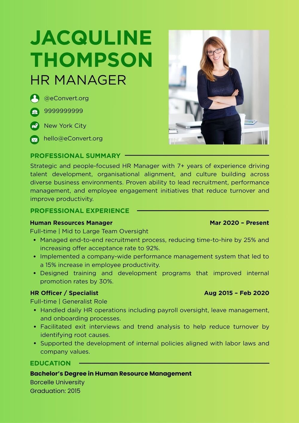 Resume Templates for HR Professionals