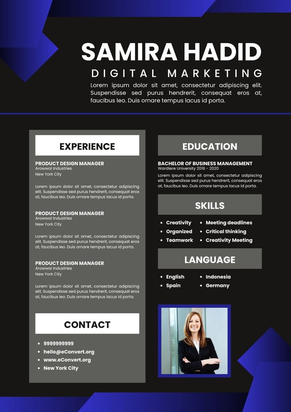 Resume Templates for Marketing Jobs