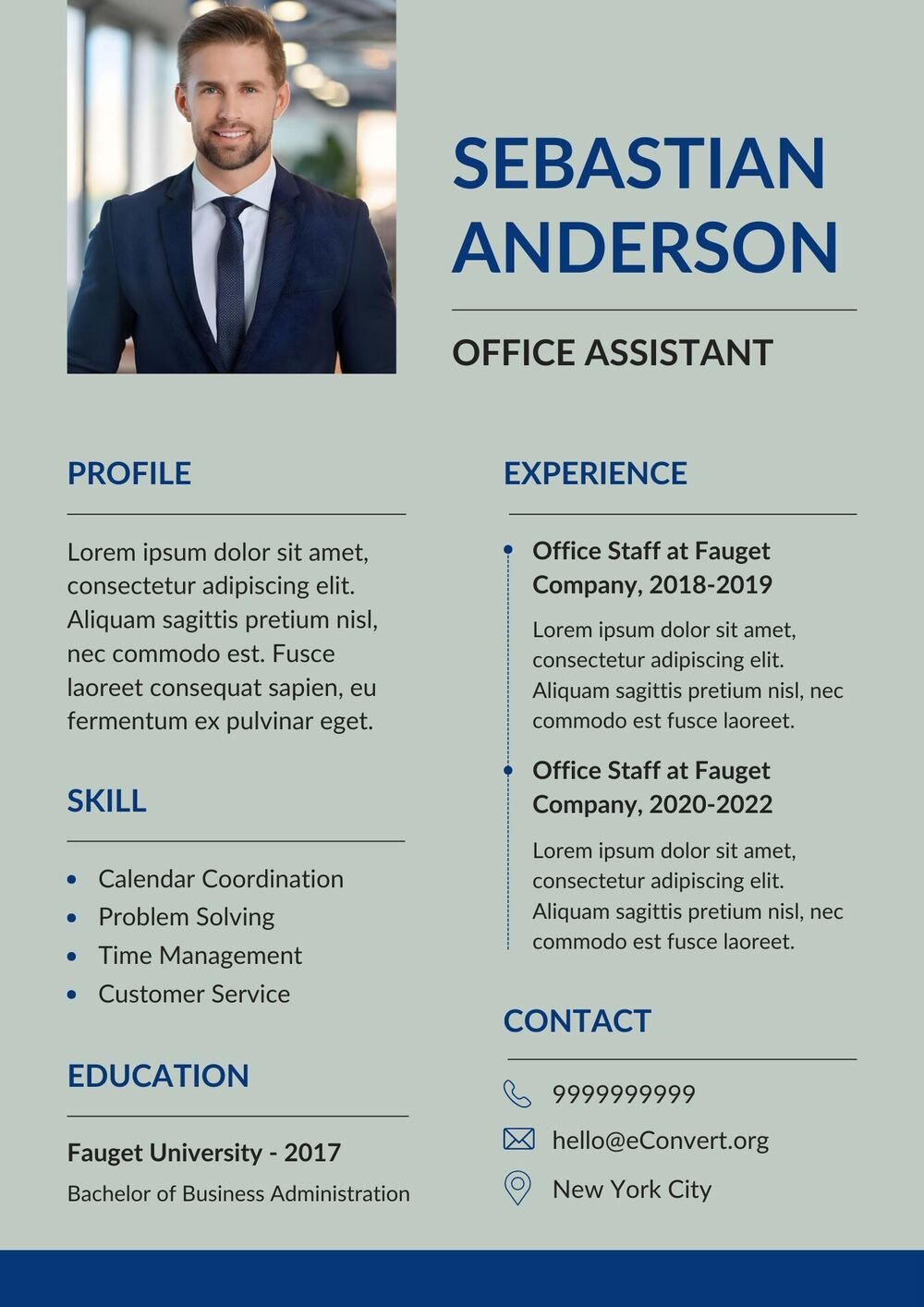 Resume Templates for Office Assistant