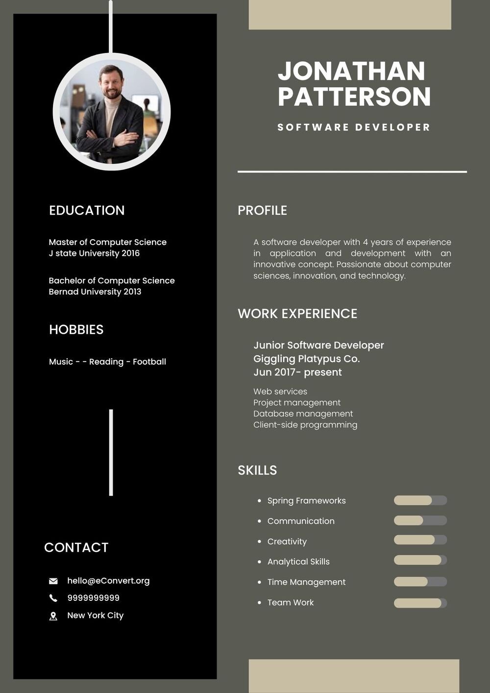 Resume Templates for Web Developers