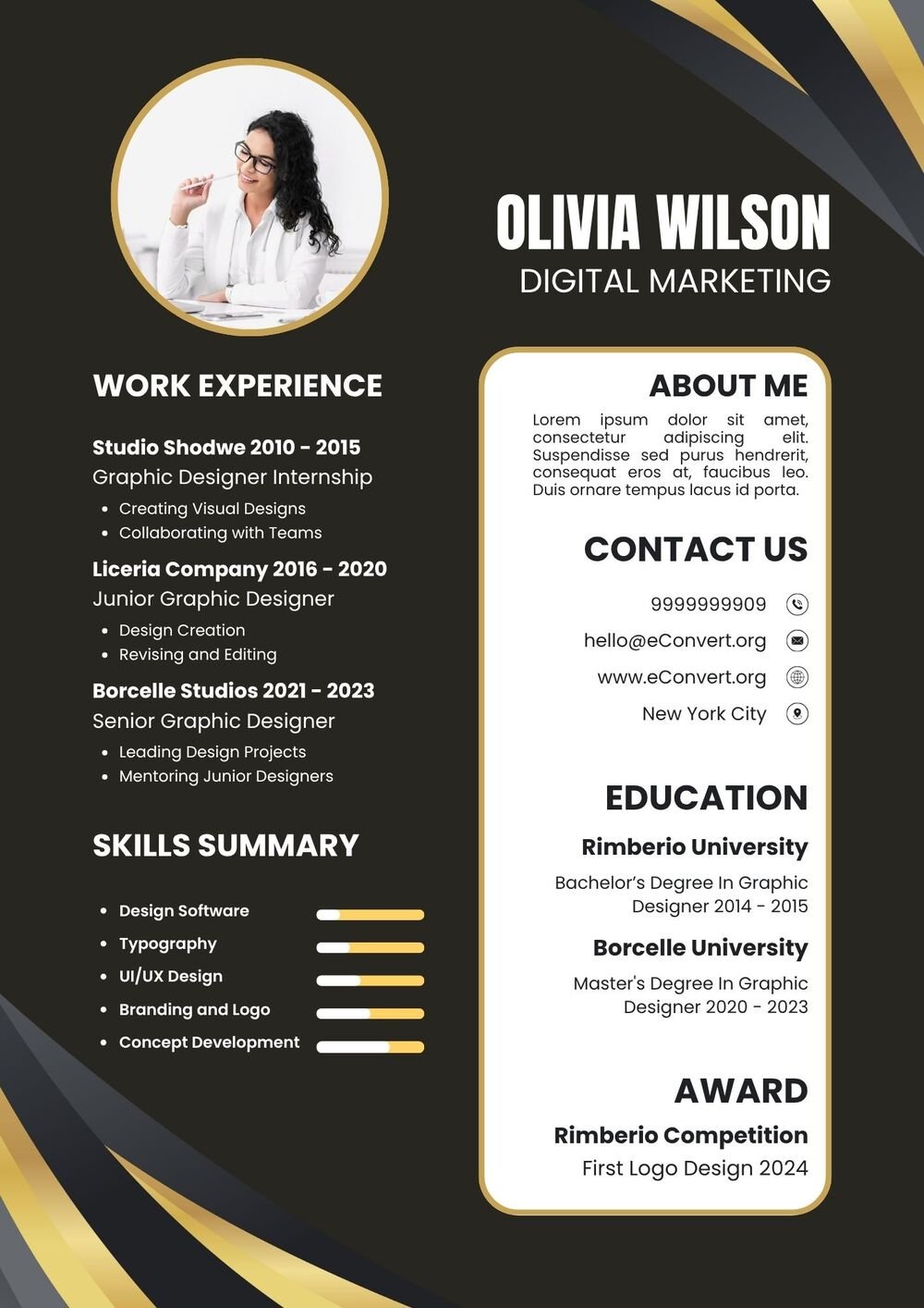 Resume Templates with Photo Free Download