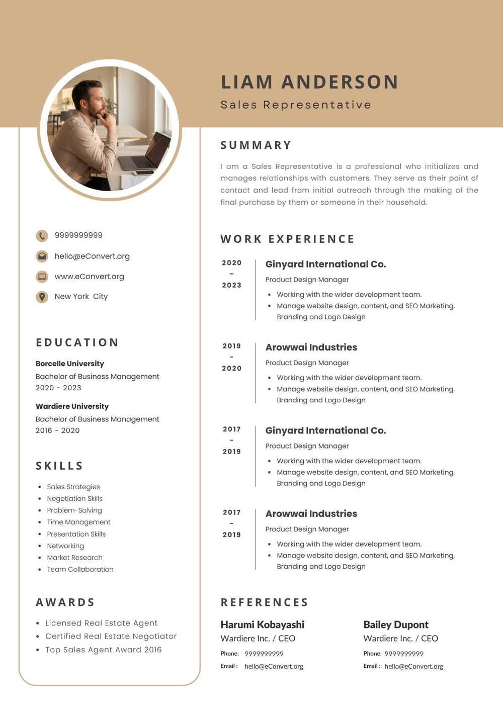 Sales Representative Resume