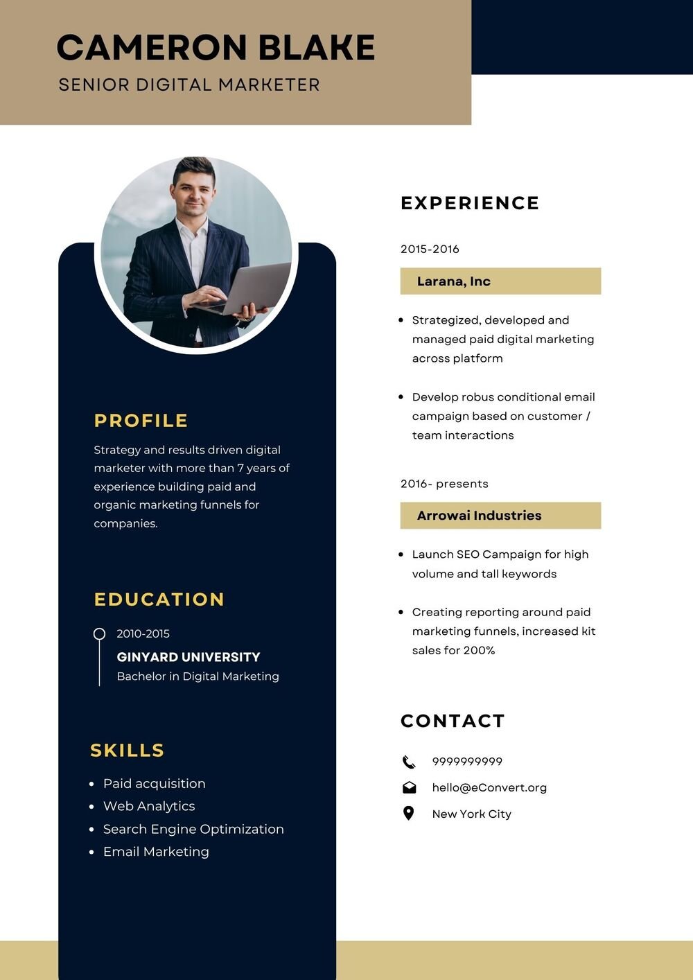 Senior Digital Marketer Resume