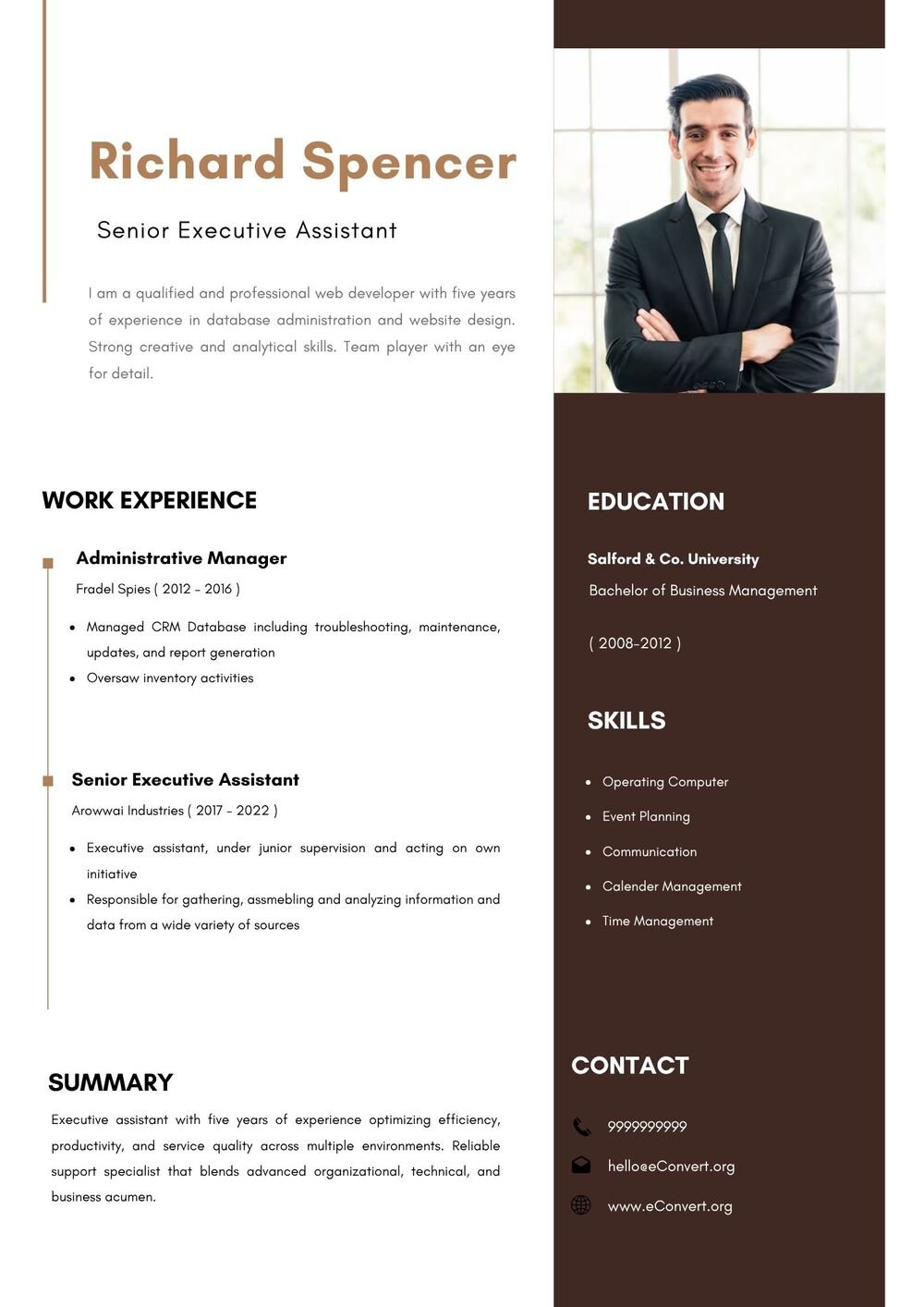 Senior Executive Assistant Resume