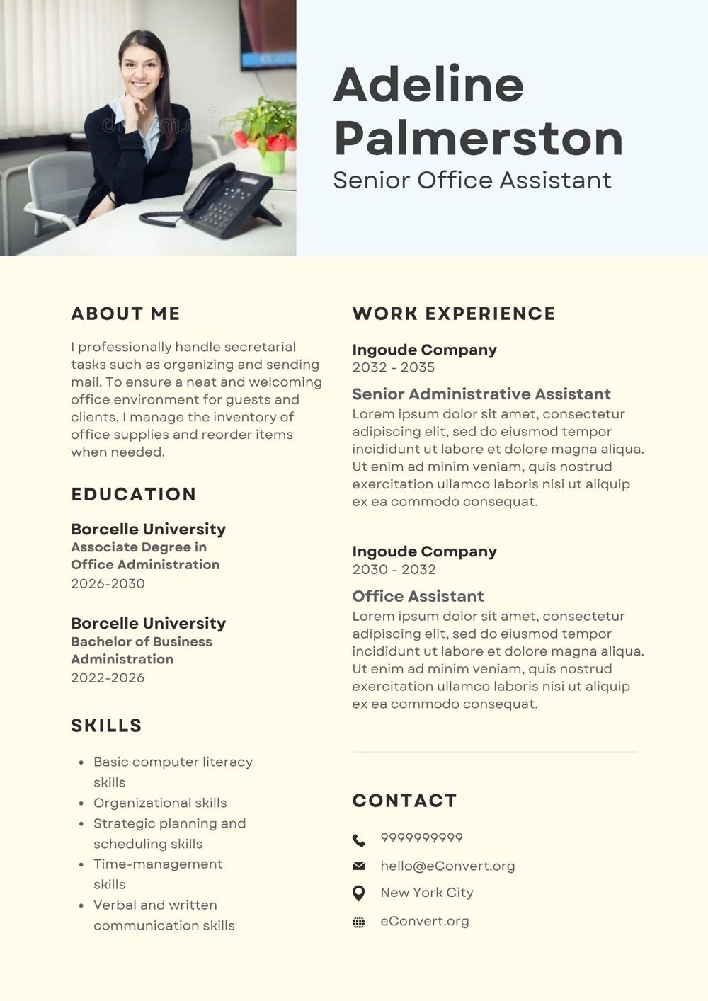 Senior Office Assistant Resume