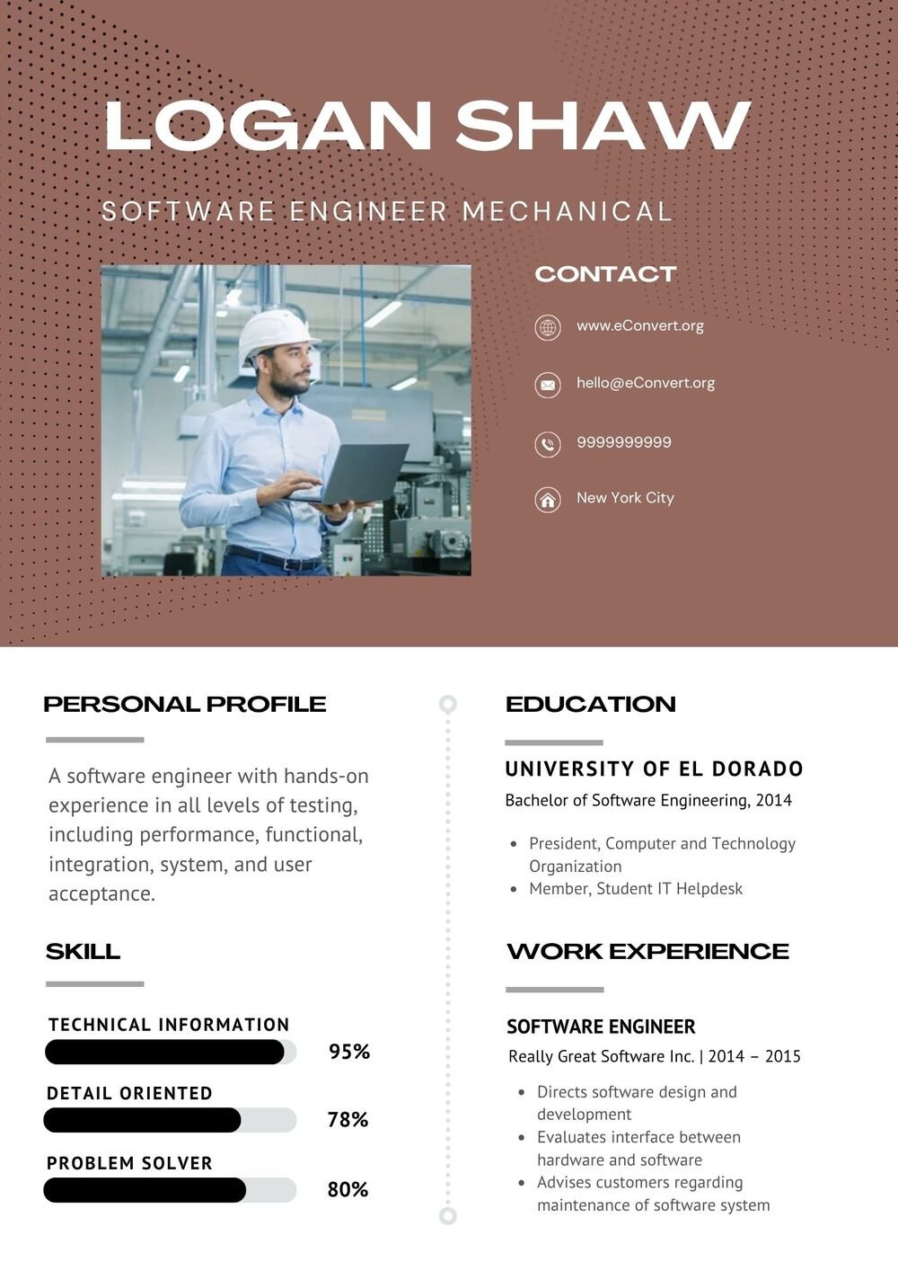 Software Engineer Mechanical Resume