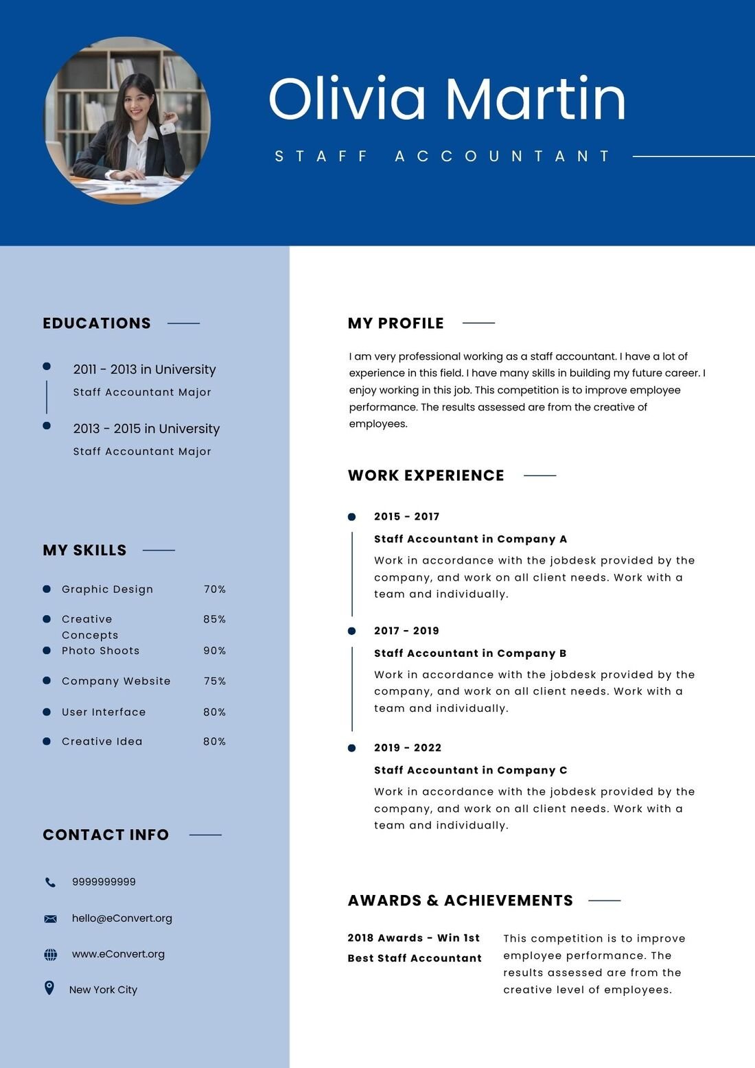Staff accountant Resume