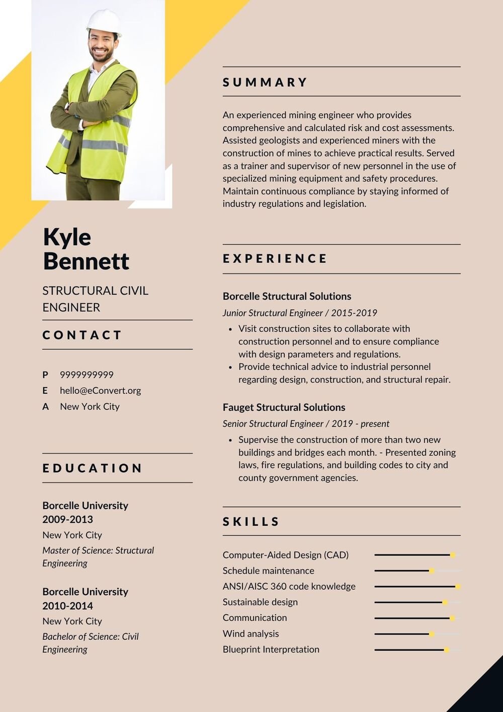 Structural Civil Engineer Resume