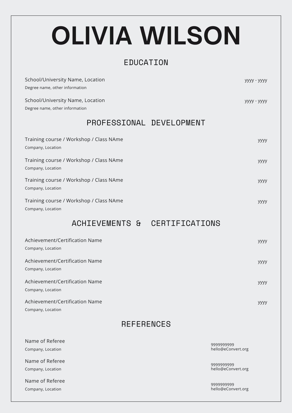 Two Page Resume Templates Free Download Page 2