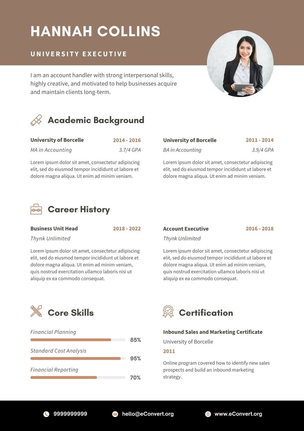 University Executive Resume