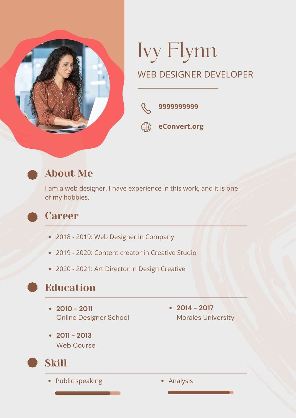 Web Designer Developer Resume