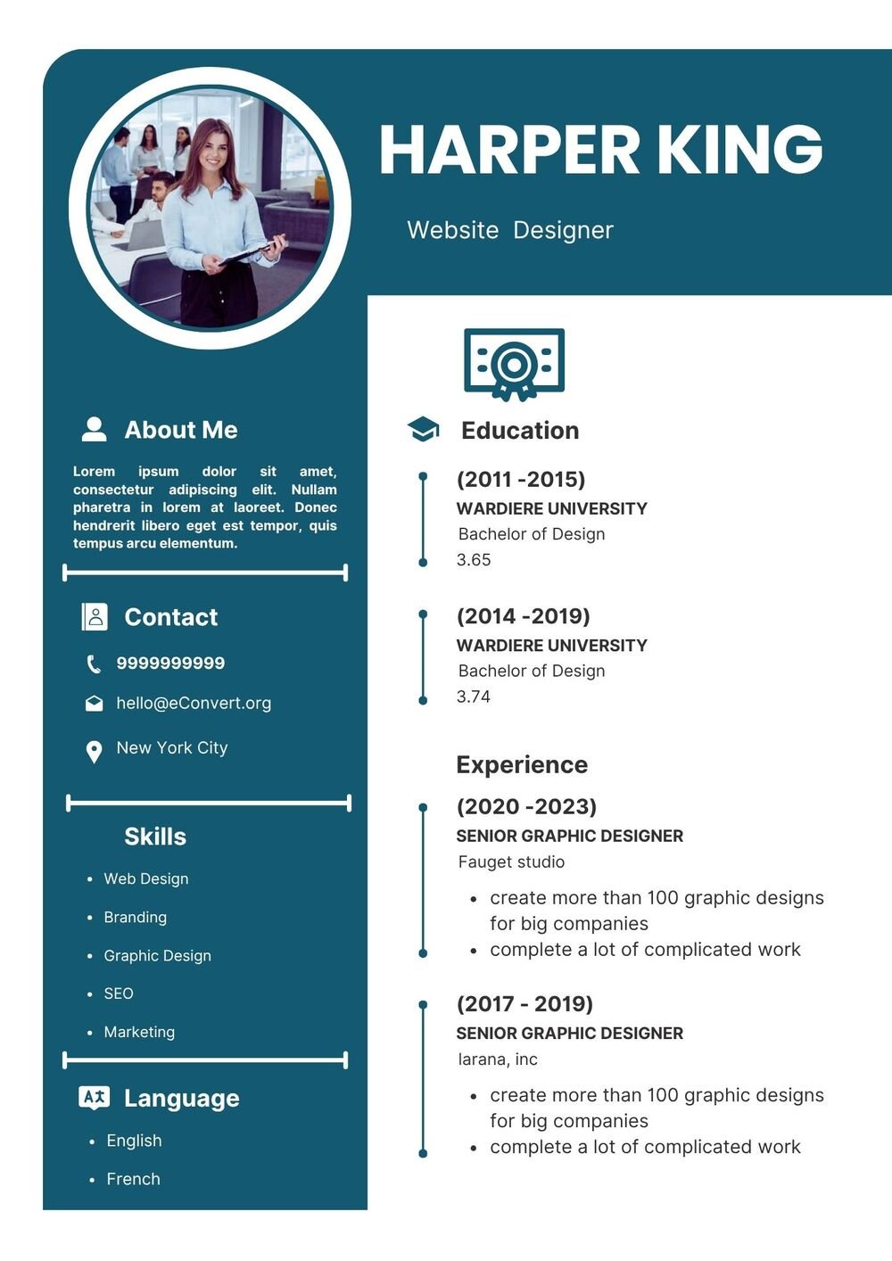 Website Designer Resume
