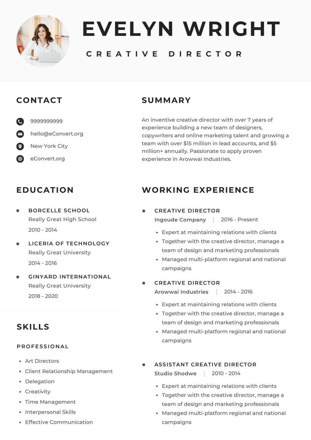 creative director Resume