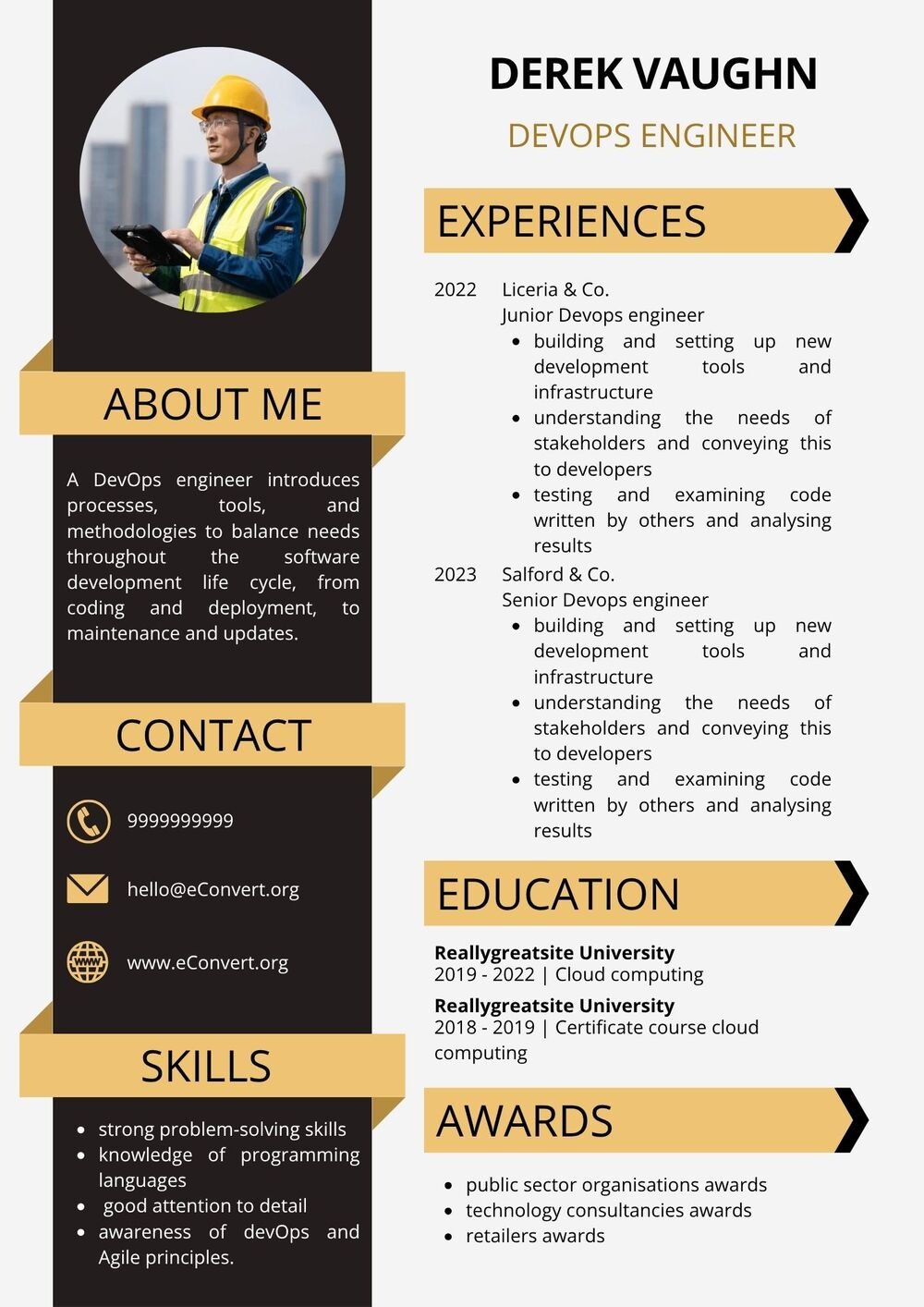 devops engineer Resume