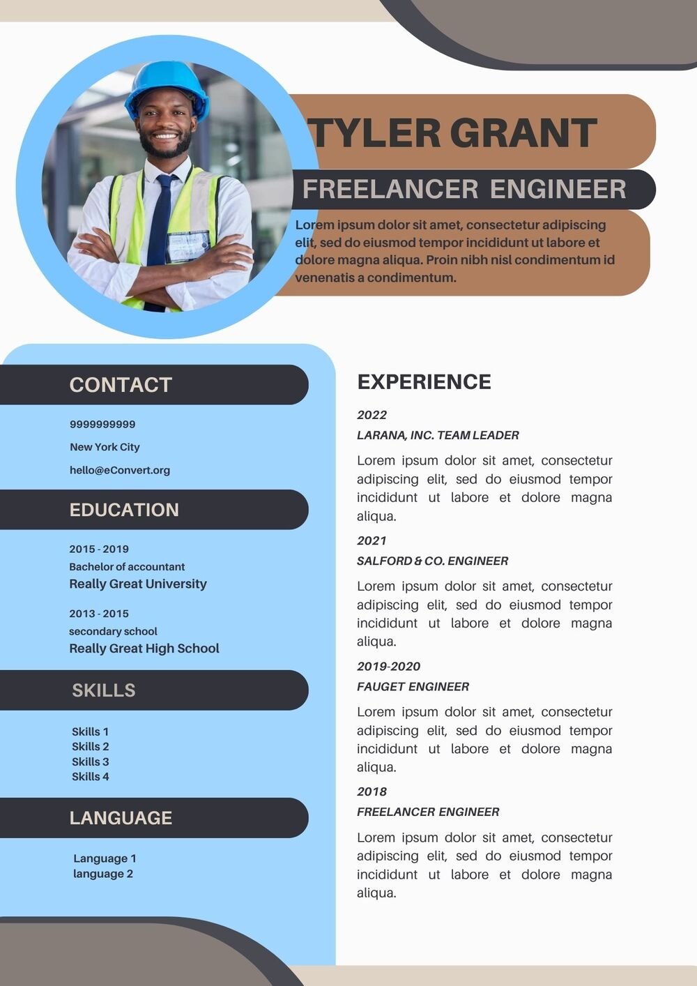 freelancer Engineer Resume