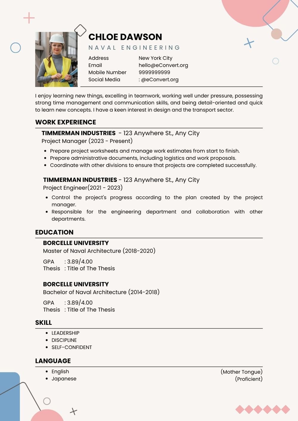 naval engineering Resume