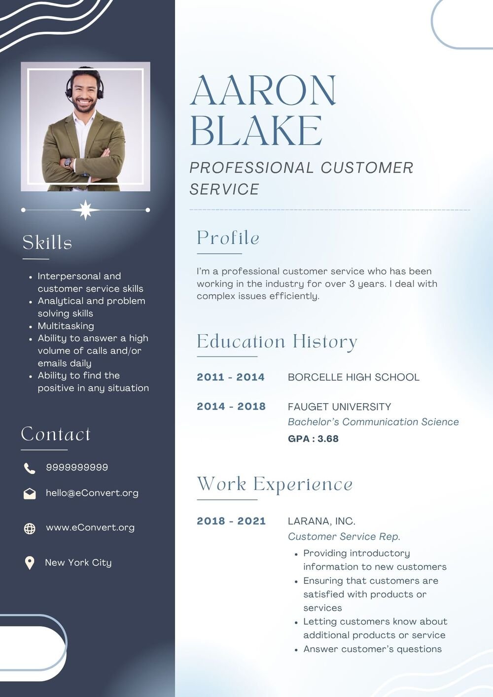 professional Customer Service Resume
