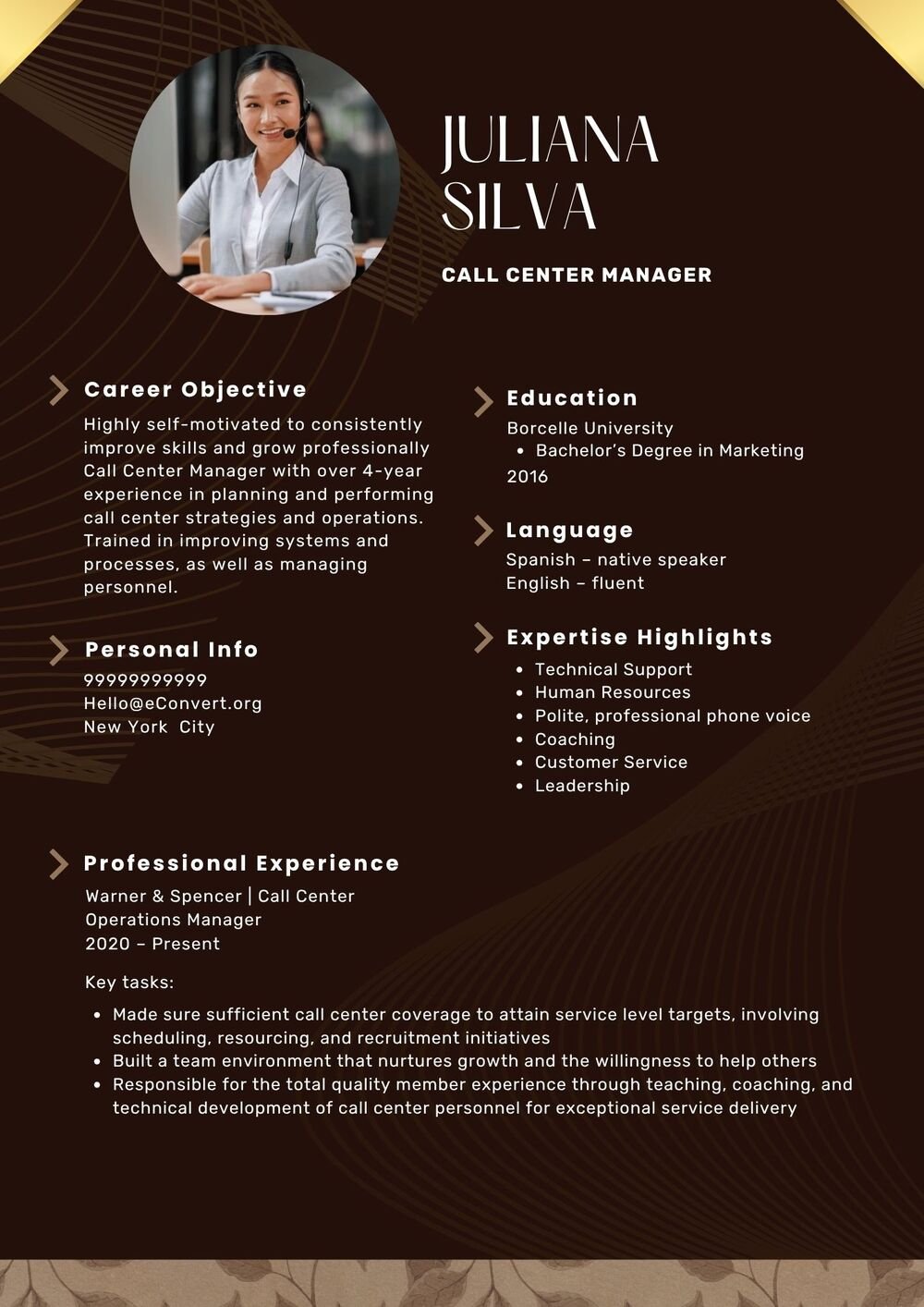 Resume Templates for Call Center Jobs