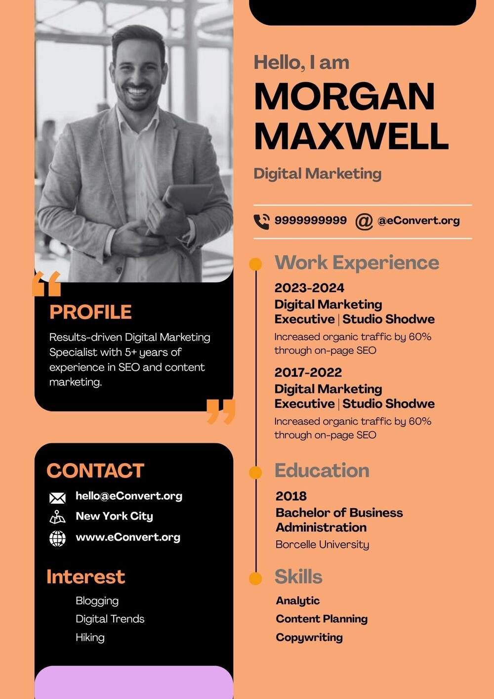 Resume Templates for Digital Marketing