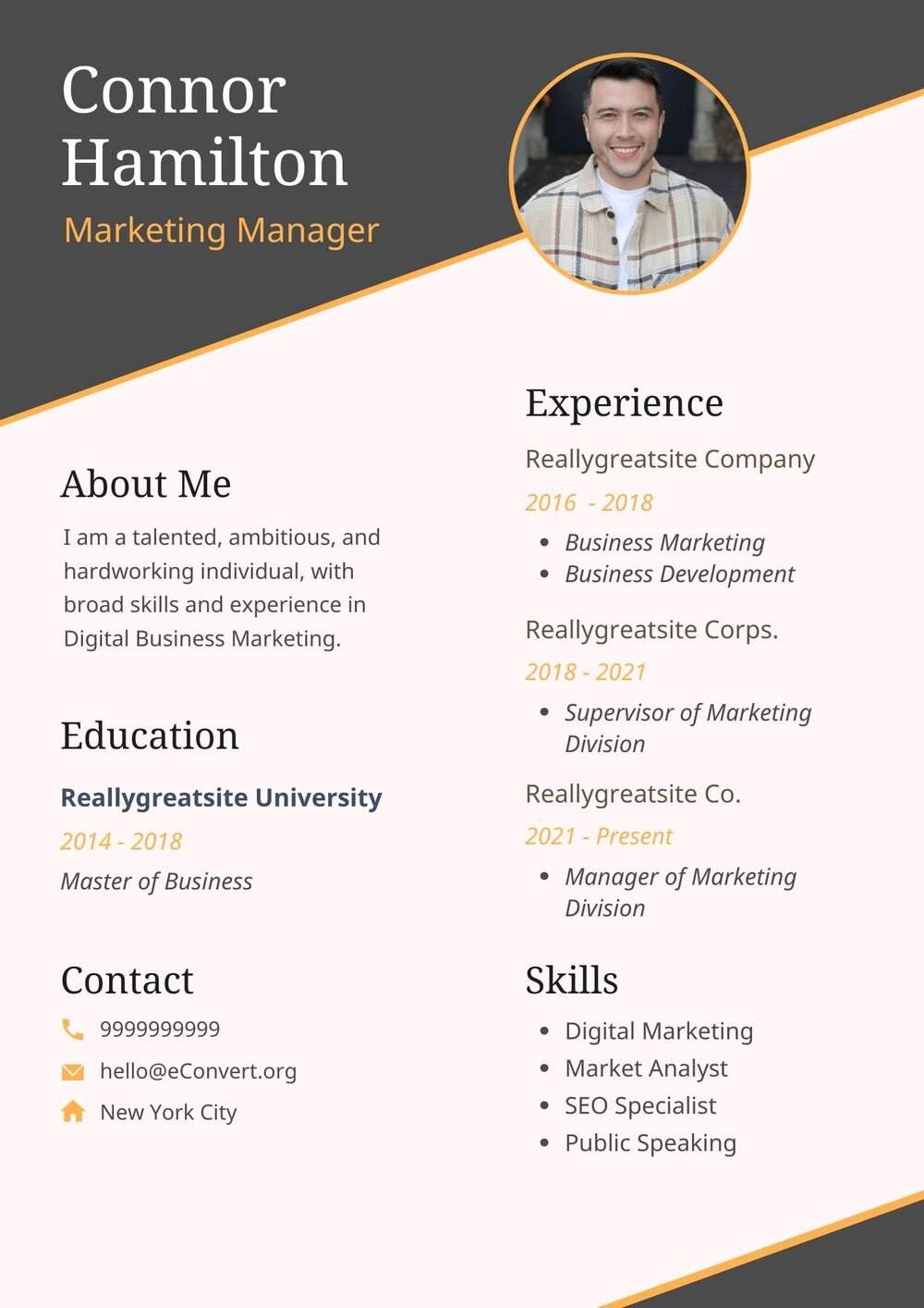 Resume Templates for Experienced Managers