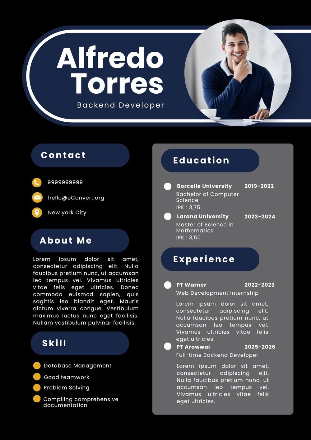 Resume Templates for Full Time Jobs