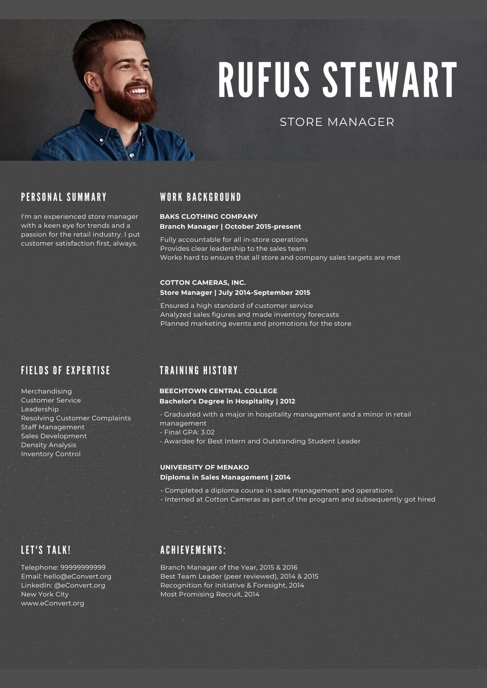 Resume Templates for Retail Jobs