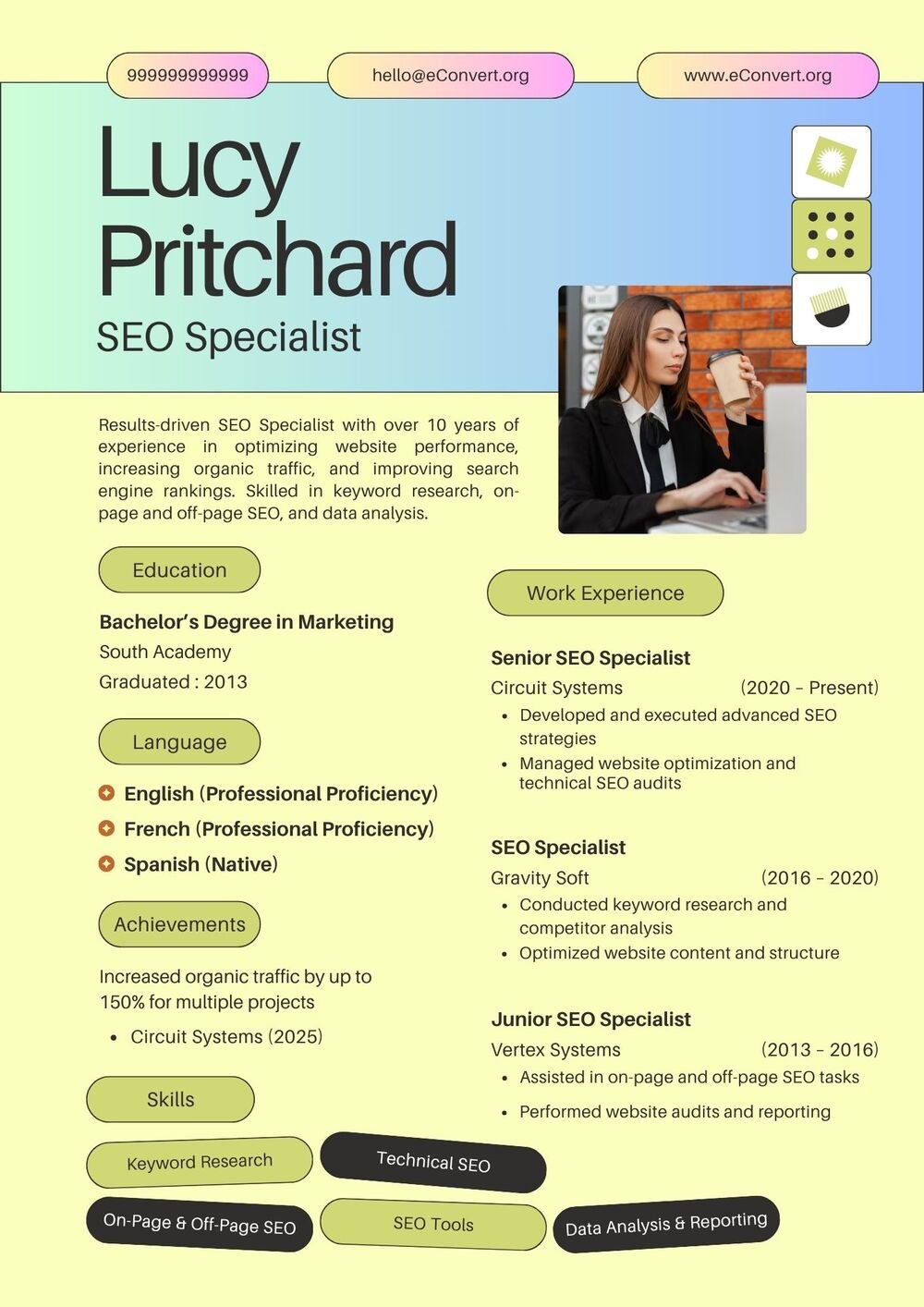 Resume Templates for SEO Experts