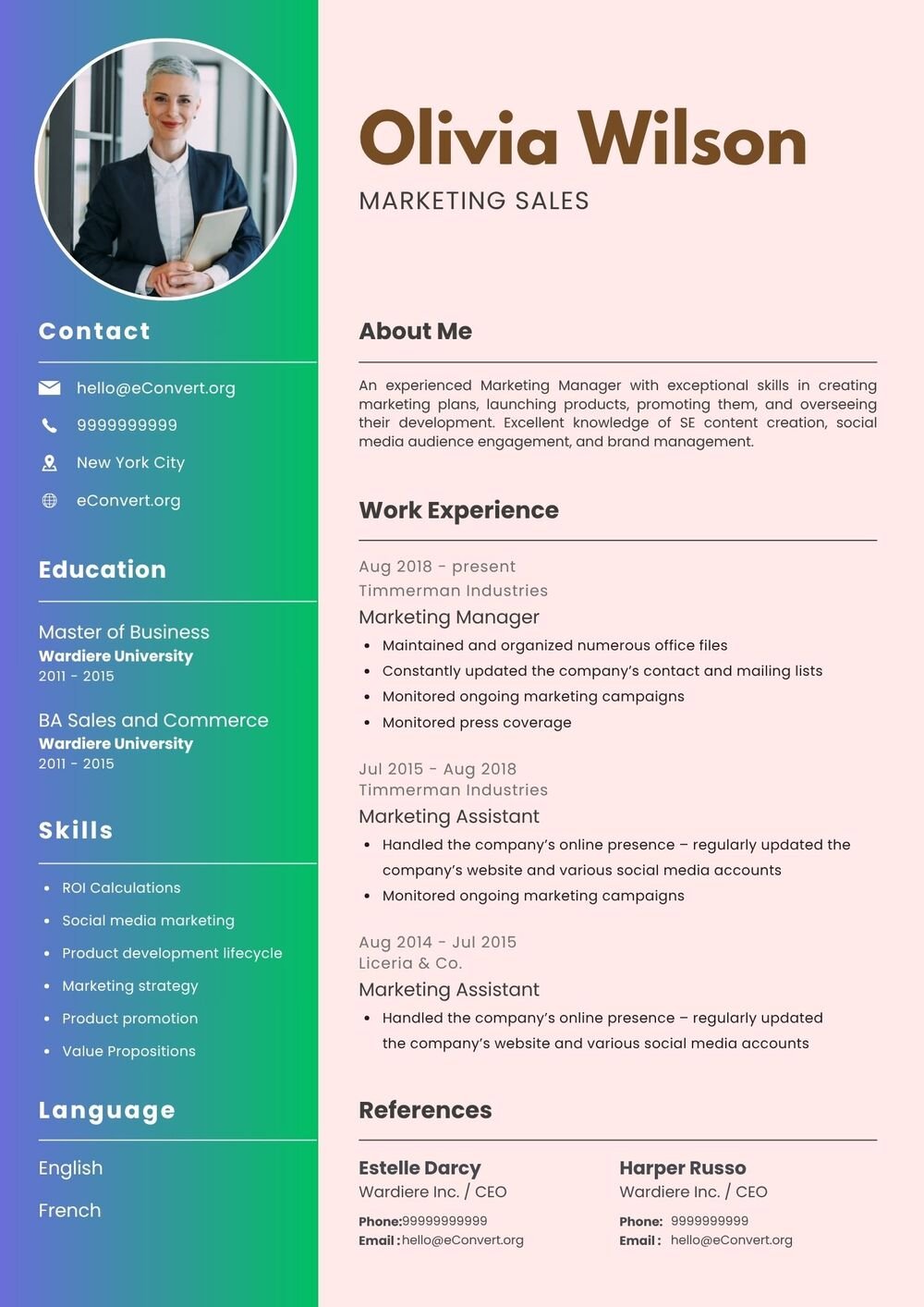 Resume Templates with References Section